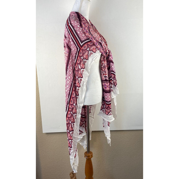 NWT Michael Stars Wrap Scarf Pink White Bandana Print Viscose - Picture 4 of 5